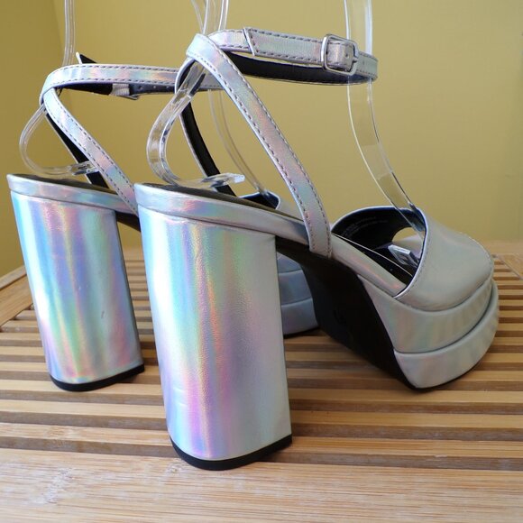 Wild Fable Women's Platforms Iridescent Silver Chunky Heels Womens Size 6 - Picture 5 of 14